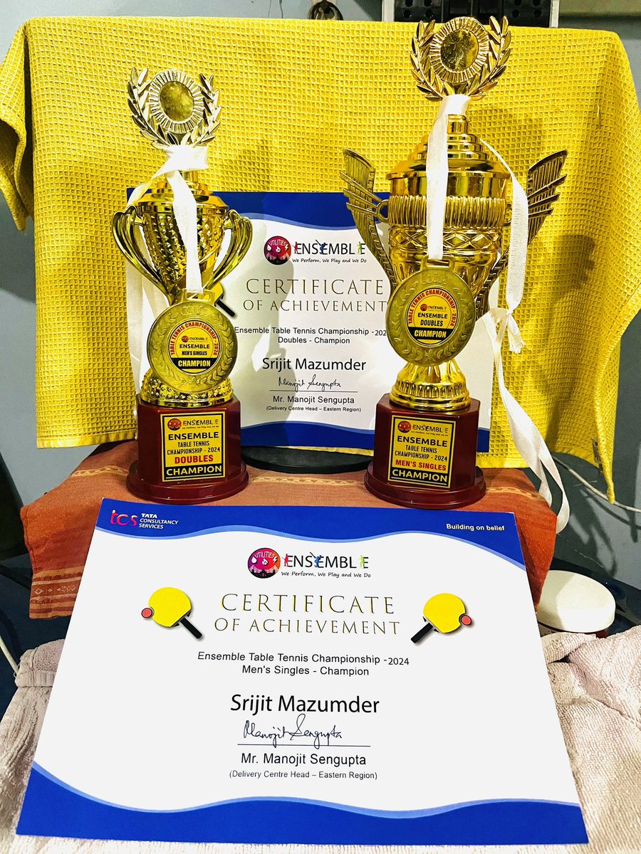 srijitok's tweet photo. @TCS utilities table tennis tournament men’s singles and doubles both champion 🏆 https://t.co/vCCw1j4I12