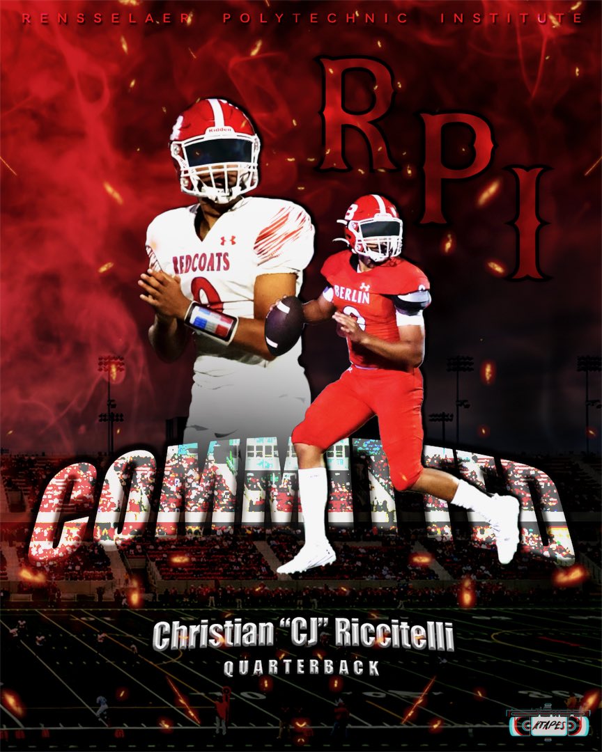Christian Riccitelli (@cjriccitelli9) on Twitter photo I am blessed to announce my commitment to <a href="/RPIFootball/">RPI Football</a>. I want to thank my parents for always supporting me. I also want to thank the Berlin Football Coaching Staff and my Teammates. #REDFAM
Thank you for the opportunity <a href="/CoachRI/">Ralph Isernia</a> <a href="/Coach_Marcella/">Nicholas Marcella</a> <a href="/CoachMoore_99/">Sean Moore</a>
<a href="/M2_QBacademy/">M2 QB Academy</a> I am blessed to announce my commitment to <a href="/RPIFootball/">RPI Football</a>. I want to thank my parents for always supporting me. I also want to thank the Berlin Football Coaching Staff and my Teammates. #REDFAM
Thank you for the opportunity <a href="/CoachRI/">Ralph Isernia</a> <a href="/Coach_Marcella/">Nicholas Marcella</a> <a href="/CoachMoore_99/">Sean Moore</a>
<a href="/M2_QBacademy/">M2 QB Academy</a>