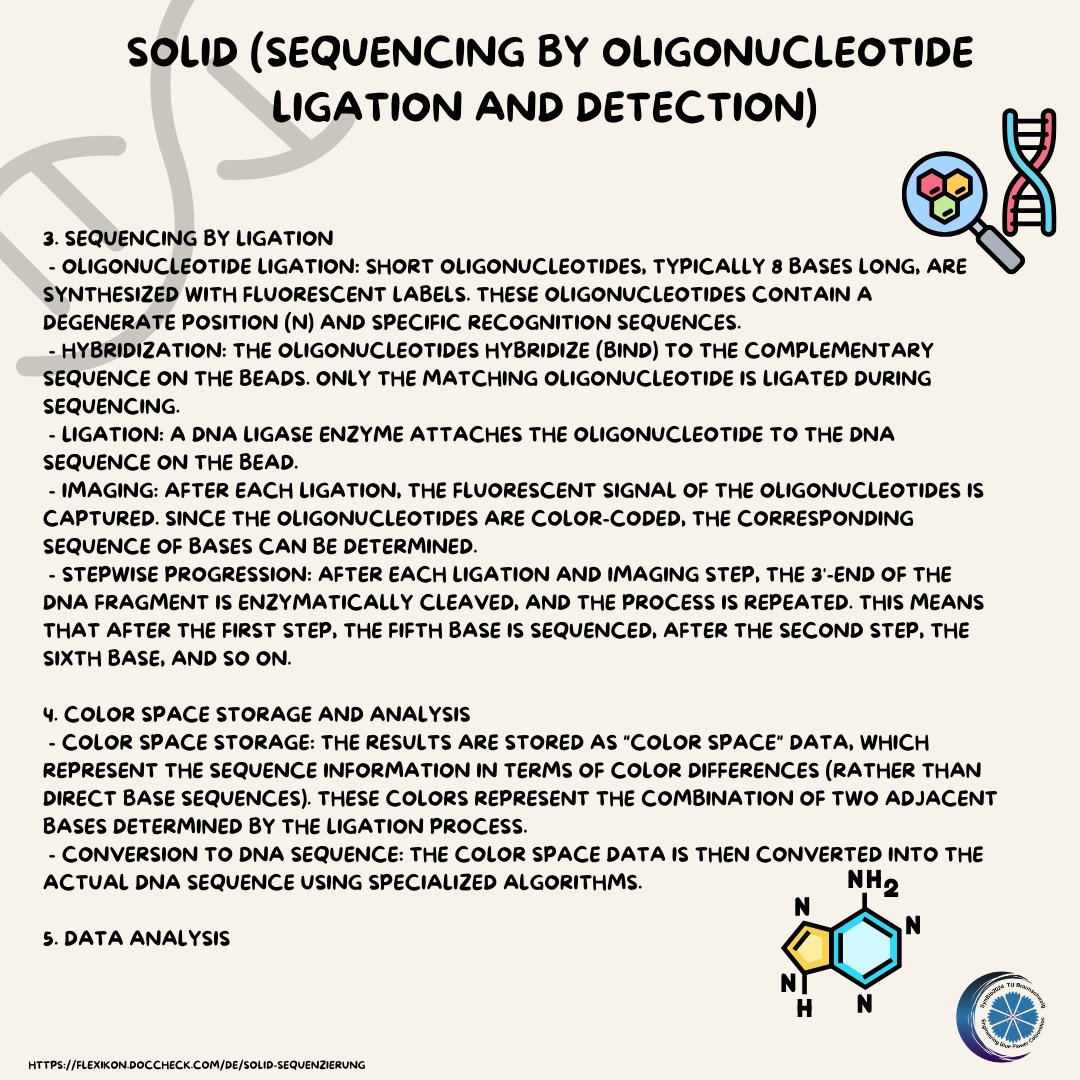 SynBio_24's tweet photo. #SOLiD (Sequencing by Oligonucleotide Ligation and Detection) is a DNA sequencing #method based on the ligation of short oligonucleotides!😮👏

#synbio2024 #synbio #biology #sequencingsaturday #sequencing  #tubraunschweig #braunschweig https://t.co/Q1f5oqRsOp
