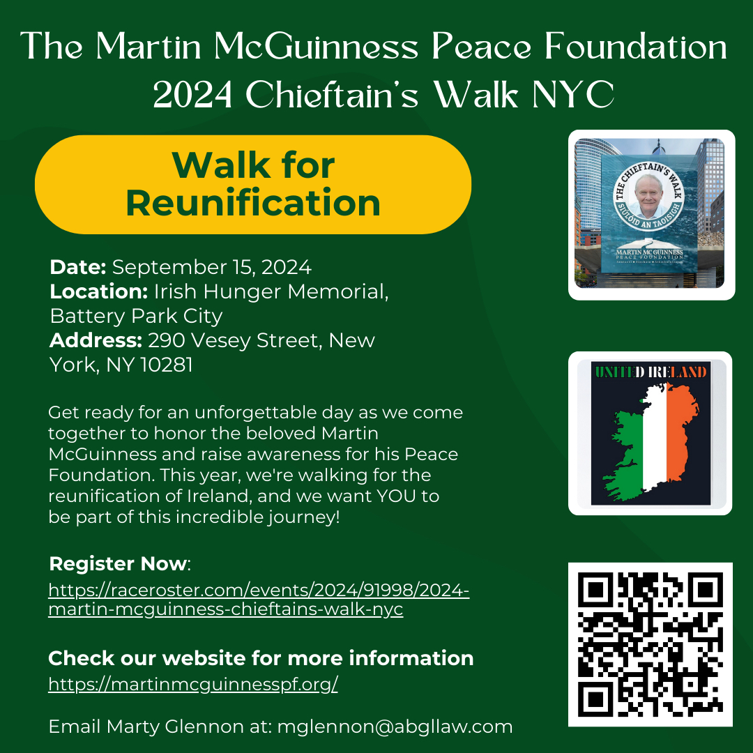 Friends of Sinn Féin USA (@fosfusa) on Twitter photo NYC area: Sunday, September 15 - join The Martin McGuinness Peace Foundation for the 2024 Chieftain's Walk NYC! We'll be gathering at 10:00 am at 290 Vesey Street, NY, NY. Registration and more information here: raceroster.com/events/2024/91… <a href="/McguinnessNyc/">Martin McGuinness Chieftain’s Walk NYC</a> <a href="/McGuinnessPF/">Martin McGuinness Peace Foundation</a> NYC area: Sunday, September 15 - join The Martin McGuinness Peace Foundation for the 2024 Chieftain's Walk NYC! We'll be gathering at 10:00 am at 290 Vesey Street, NY, NY. Registration and more information here: raceroster.com/events/2024/91… <a href="/McguinnessNyc/">Martin McGuinness Chieftain’s Walk NYC</a> <a href="/McGuinnessPF/">Martin McGuinness Peace Foundation</a>