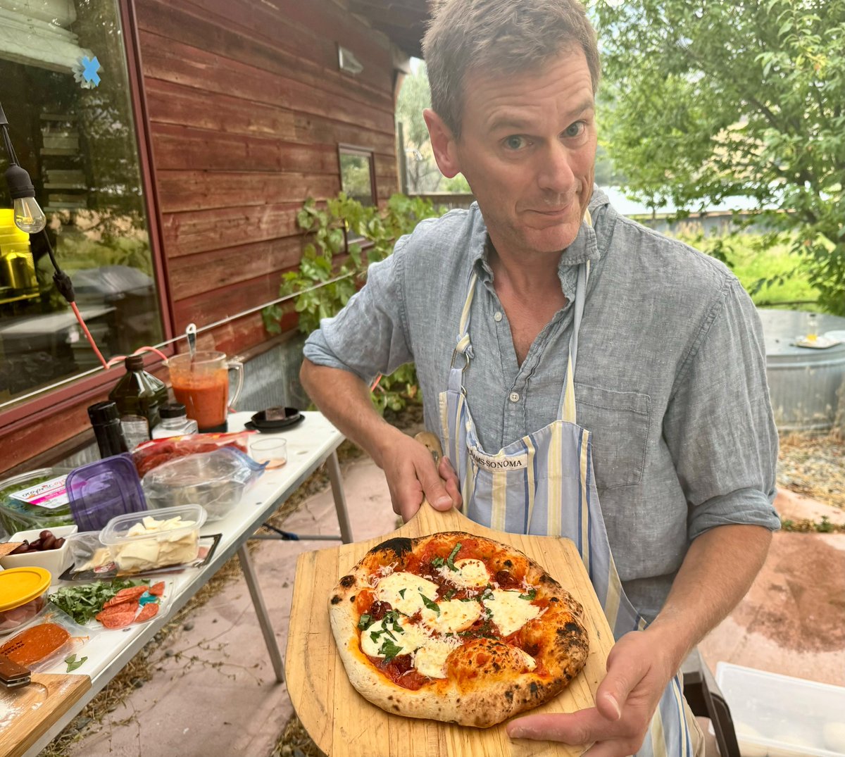 Dialing in the pie on an unexpectedly cool Aug. evening.   Double fermented dough. Smoked mozzarella, and dabs of 'Nduja. Put me in, Coach, to the <a href="/Seattletimes/">The Seattle Times</a> pizza cook-off!