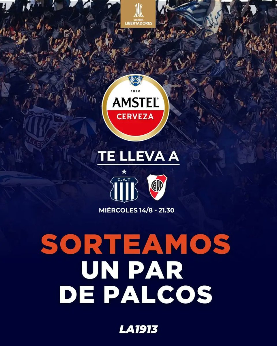 la1913com's tweet photo. 🎫😯 ¡Sorteazo de #La1913 y  Cerveza Amstel Argentina!

 🎟️Sorteamos entradas para el partido de este Miércoles.

🤔 ¿Cómo participar?

➡️ Dale like y segui a @la1913com  y a @amstelargentina.

➡️ Etiquetá a un amigo, la cantidad de veces que quieras.

 🔄Retuitea la publicación. https://t.co/VAWN5NLTDU