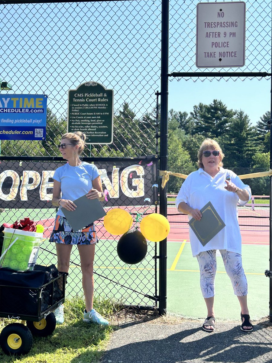 Grand Opening of the newly refurbished tennis &amp; pickle ball courts at CMS. Thank you to the generous donations from Peter &amp; Sue Maly, Amazon &amp; Adam Rdylak &amp; family.Adam &amp; of course to the tireless efforts of the Charlton Recreation Commission!!! What a fabulous town amenity!