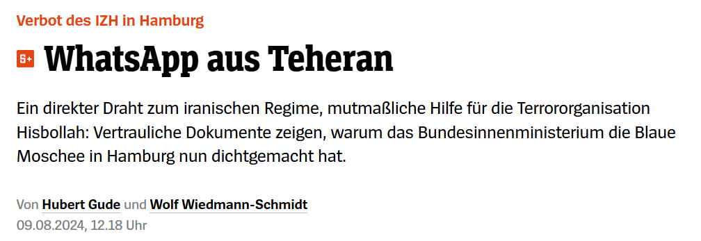 ada_mash's tweet photo. Wenn das nächste Mal vor der Blauen Moschee in Hamburg demonstrativ gebetet und über die „spirituelle Obdachlosigkeit“ geklagt wird, möchte ich folgende Punkte zu bedenken geben:
Quelle: https://t.co/M1YHEr6JlH
- Der Leiter des IZH, Mohammad Mofatteh, pflegte regelmäßigen Kontakt zum Büro des Revolutionsführers Khamenei.
- WhatsApp-Chats zwischen Mofatteh und Mehdi Mostafavi (Vizechef für internationale Angelegenheiten des Revolutionsführers) belegen den direkten Kontakt.
- Mostafavi erteilte Mofatteh „kleinteilige Anweisungen“, u.a. antiisraelische Propaganda.
- „Auf Bescheinigungen für Spenden in den Jemen entdeckten die Behörden neben dem Namen des IZH-Leiters das persönliche Siegel und den Stempel von Ali Khamenei.“
- Das IZH half einem Hisbollah-Scheich u.a. finanziell. In Mofattehs Handy war die Telefonnummer des Scheichs gespeichert.
- Hisbollah-Vertreter planten gemeinsam mit dem IZH den Bau einer Moschee in Hannover. Probleme wurden dem Hisbollah-Führer Nasrallah berichtet.
- In einem WhatsApp-Chat (Mofatteh war auch in der Gruppe) wurde bspw. das Foto einer brennenden Israelflagge oder eine auf ein Baby gerichtete Waffe gezeigt, auf der ein Davidstern abgebildet war.