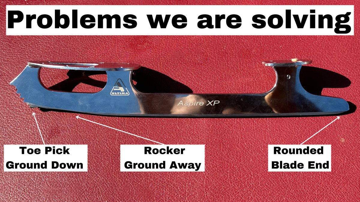 Thread on The Main Problems we are solving through improper blade sharpening, with our Evolve Blades from ONE Skates.

❌ Rounded Blade End
Completely ruins your manoeuvrability. 

❌ Rocker completely ground away. 
Rocker is needed for spins, jumps, edges and turns.

❌ Toe Pick