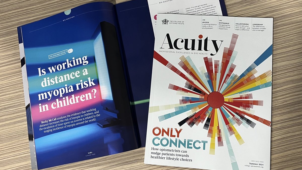 CollegeOptomUK's tweet image. Our #AcuityJournal Summer 2024 issue is here! 

Discover how optometrists can inspire healthier lifestyle choices and earn CPD with articles on working distance &amp;amp; #myopia in children plus tips for examining patients with #nystagmus.

Read online here ➡️ coptom.uk/3SGVc3I