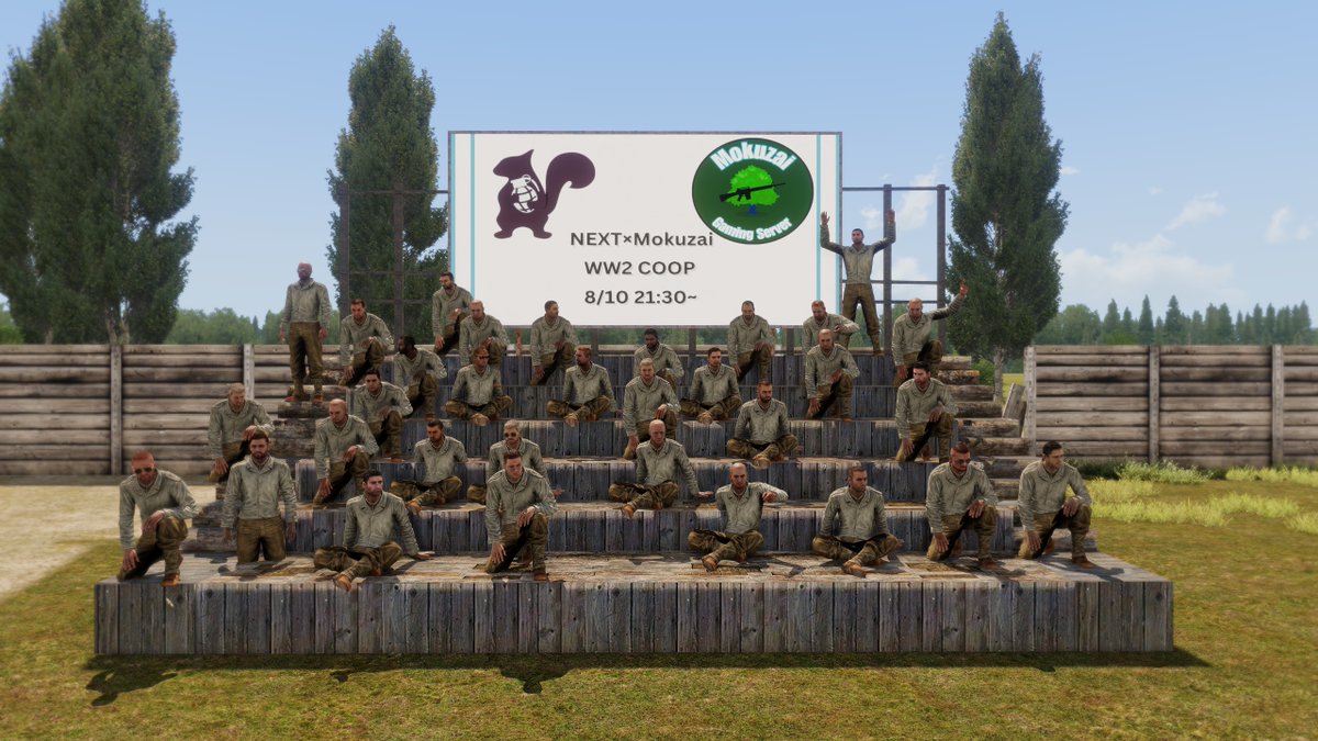 Mokgamingserver's tweet photo. 《NEXT×Mokuzai 合同WW2 COOPイベント》

両サーバー合わせて約30名の参加者が来てくれました！ありがとうございました。

地獄のタラワ島制圧を達成しました。

次回のイベントCOOPにご期待ください。

#もくさば
#NEXTServer https://t.co/2jhEzexKcR