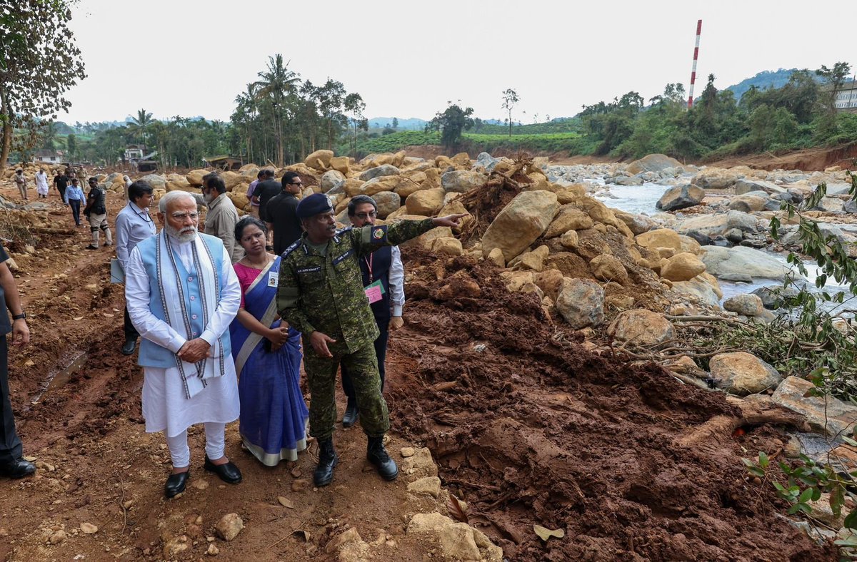 The landslides in Wayanad have saddened us all. Since the tragedy unfolded, I've been closely monitoring the situation. The Central government has mobilised all resources to assist those affected. Today, I went there and reviewed the situation. I also undertook an aerial survey.