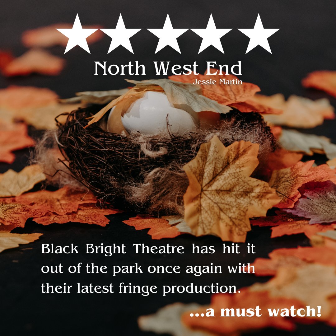 🌟🌟🌟🌟🌟 from <a href="/NorthWestEnd/">North West End UK 🦋</a> !
That is our 4th 5 star review for our brand new folk horror BIRDWATCHING. We're over the moon, and might just book a celebratory camping trip 👀
Thank you so much Jessie for visiting us in the woods🌳
<a href="/theSpaceUK/">theSpaceUK</a> Venue 45 📍
tinyurl.com/2e95fx6f