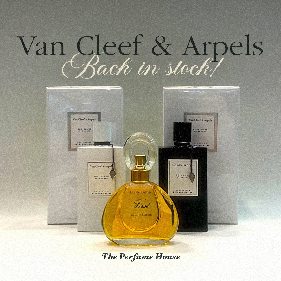 Have you heard? We are fully restocked on Van Cleef &amp; Arpels’ Collection Extraordianire, as well as their iconic fragrance “First” (a personal favorite of Princess Diana!). Stop by today and try a sample from one of our most beloved lines ✨