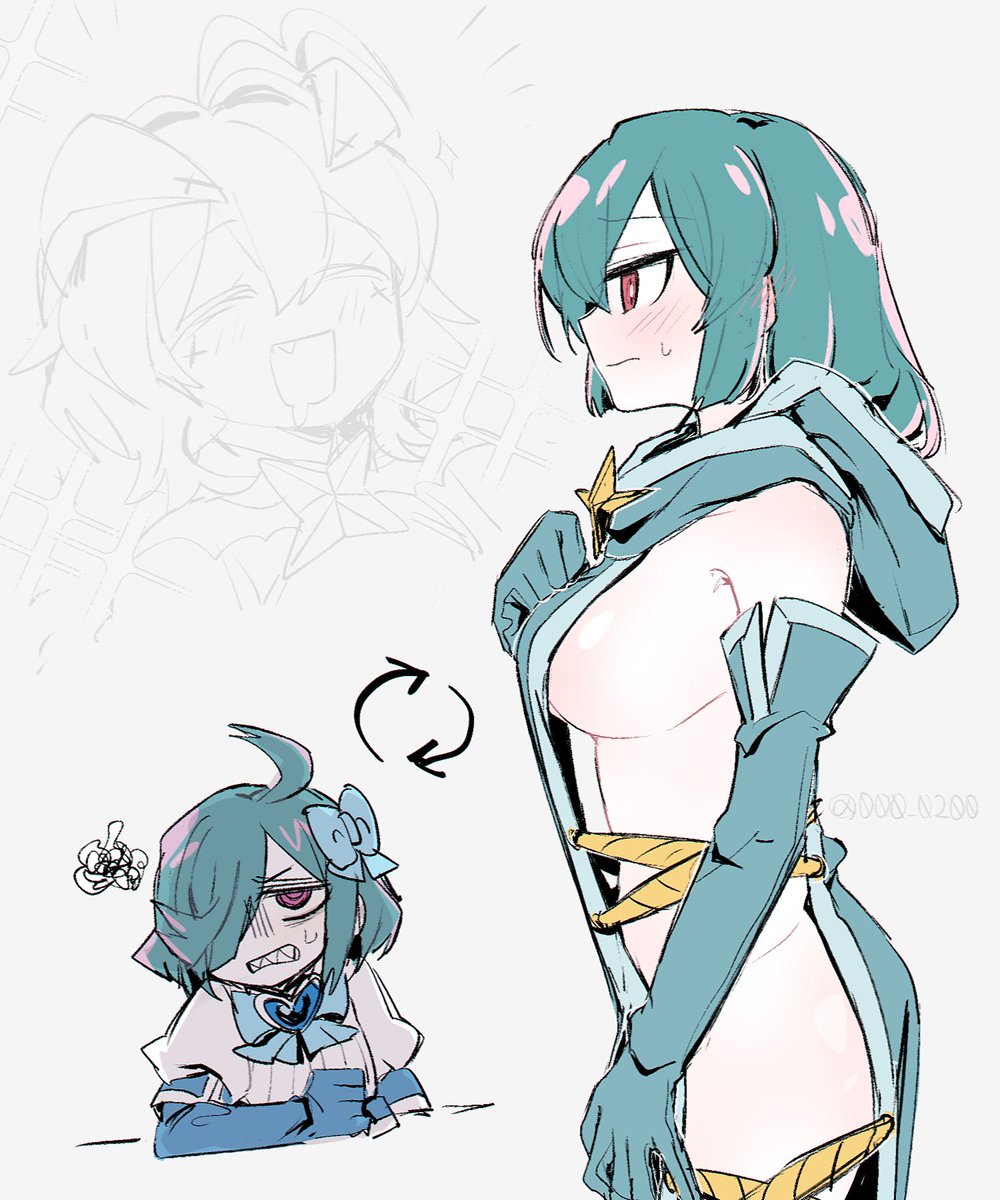 각 그룹 청록색들끼리 옷 바꿔입혀봤음.
(매우 베제스러운 발상)
#まほあこ