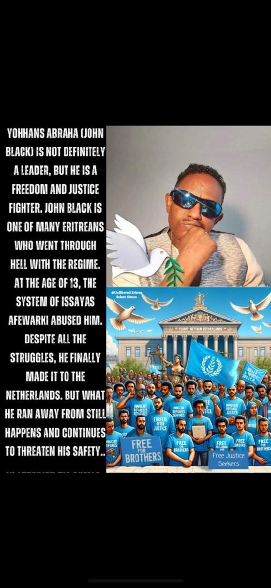 Fadaxnadegle's tweet photo. Wij roepen op tot de vrijlating van onze broeder Yohannes die zonder proces in #Nederland vastzit. Hij is een vluchteling, geen crimineel maar een slachtoffer van 
#TransnationalRepression #Eritrea #BlueRevolution #NoMorePFDJTerror 
 #FreeJohnBlack #FreeThemAll 🛑Stop de onderdrukking #TransantionalRepression #NoMorePFDJTerror
@GemeenteDenHaag
@pieteromtzigt
@telegraaf
@DutchMFA
@DutchNewsNL
@KingdomNL_UN
@NLinGeneva
@DutchNewspapers
@dilanyesilgoz
@2eKamertweets
@NLgovernment_
@RTL4
@NLatEU
@RvanAsten
@RTLnieuws
@NLNetherlands
@omroepwest
@PieterOmtzigt
@telegraaf
@ADnl
