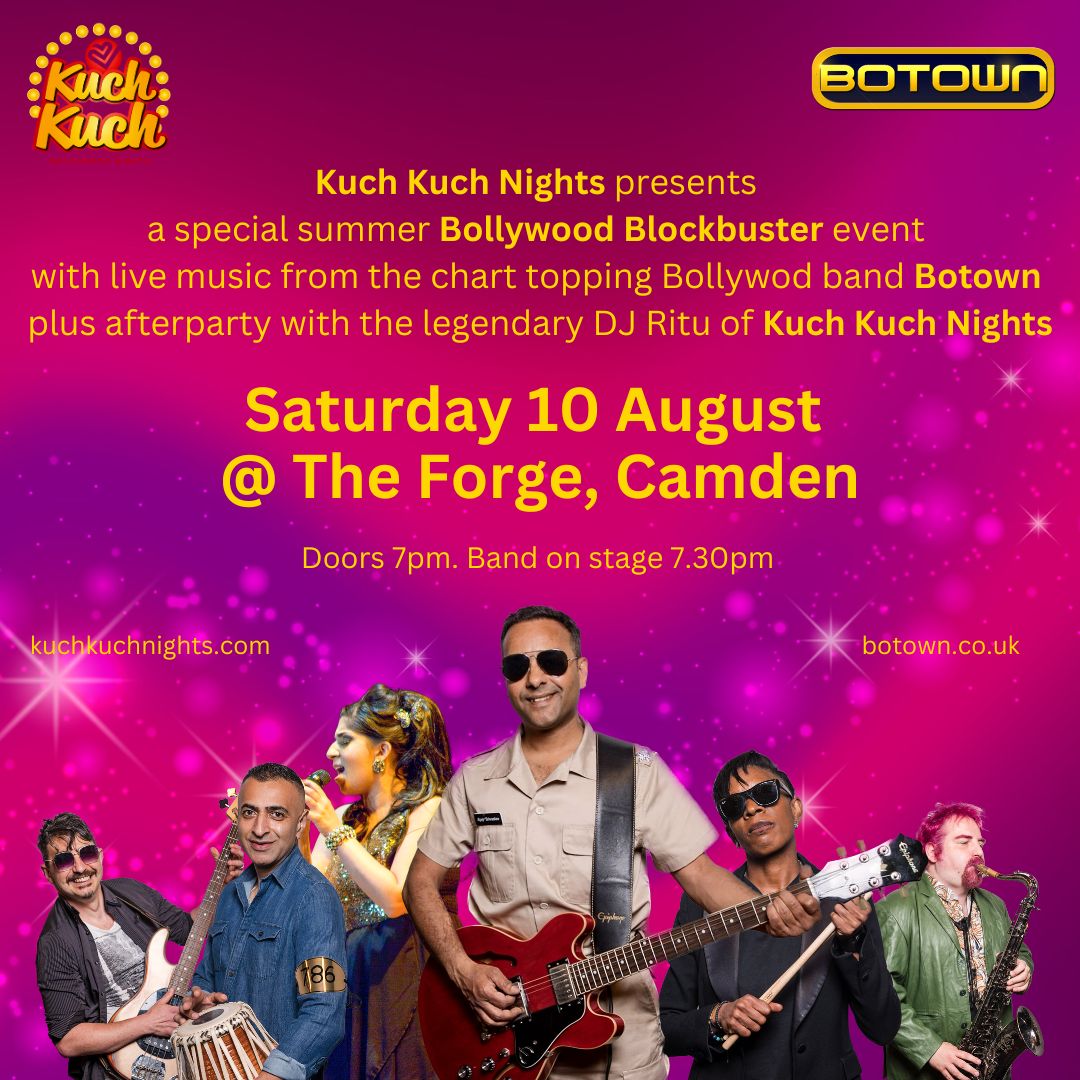 Our BIG #Bollywood bonanza with <a href="/BotownHQ/">Botown</a> band &amp; <a href="/djritu1/">DJ RITU MBE💙</a> is TONIGHT August 10th in cosmopolitan Camden! See you at The Forge from 7pm onwards Bollywood-Lovers! Bring your dancing shoes &amp; photo ID! Tickets available on the door! 
#London #BollywoodMusic #dance #SaturdayNight