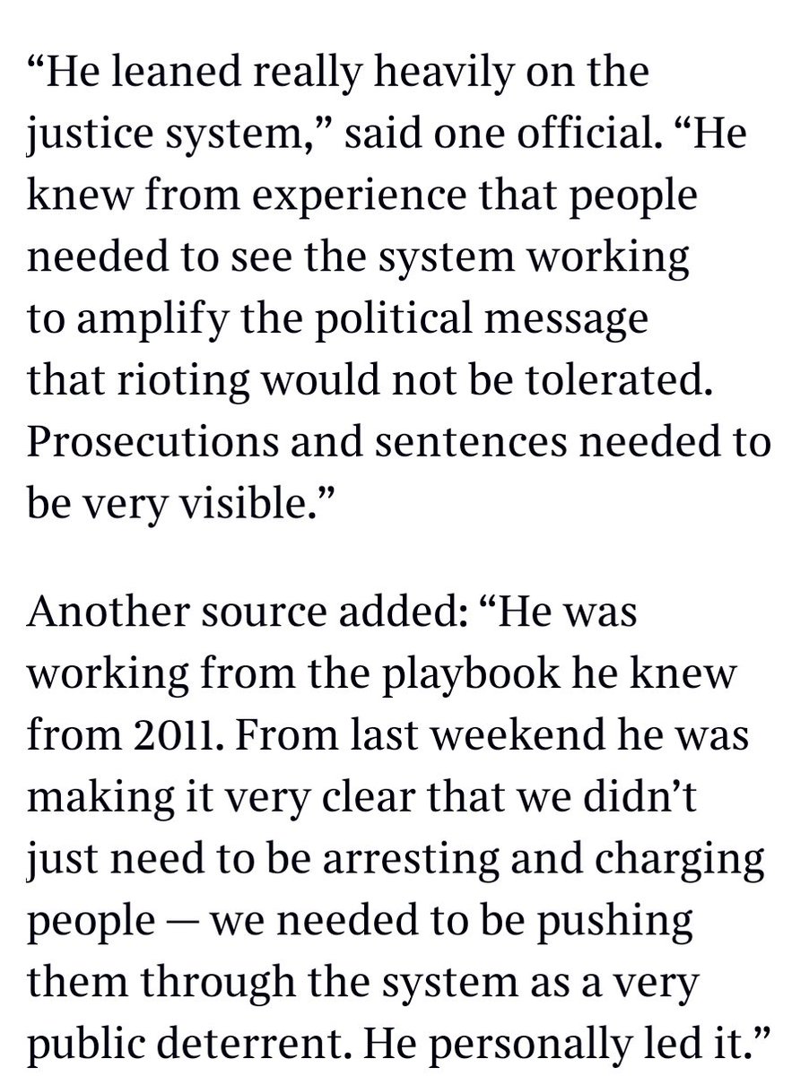 I'm entirely in favour of tough action against violent rioters. But it really is remarkable that, according to this <a href="/thetimes/">The Times and The Sunday Times</a> article, it's apparently quite OK for a Labour government to "lean really heavily on" our independent justice system, to make it clear that arrests and