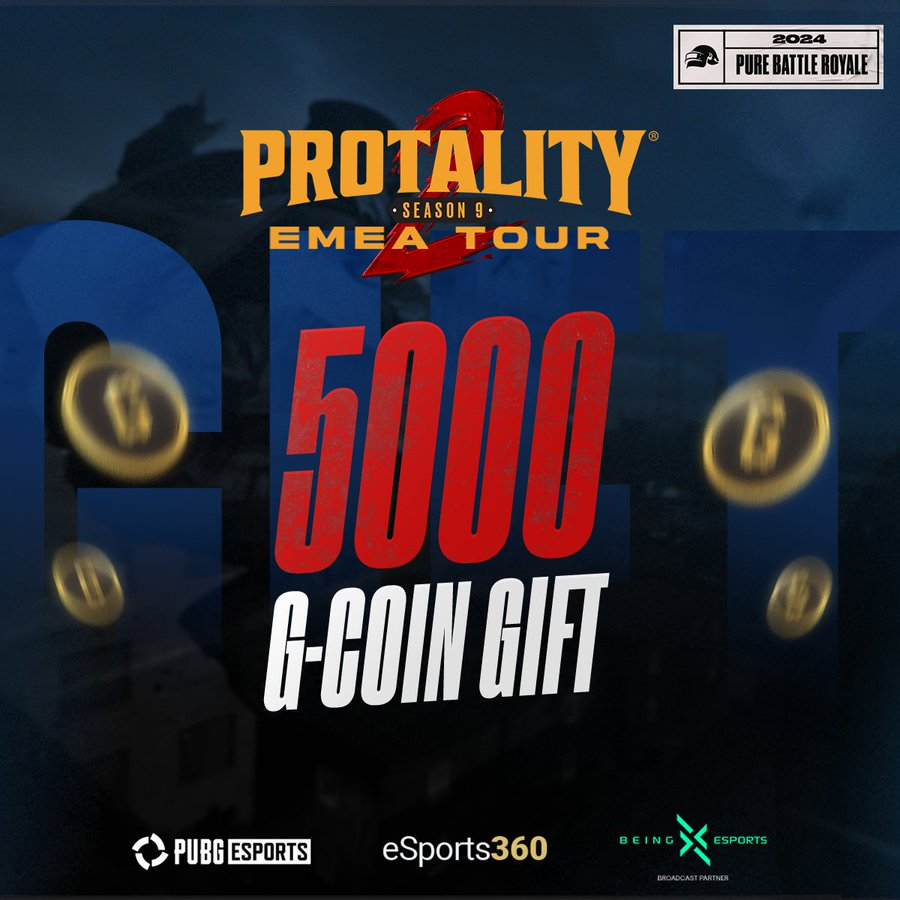 GibsonCasts's tweet photo. Day 2 of my G-Coin Giveaway courtesy of @protalitygg and @PUBGEsports . Today I am giving away 2x1,000 G-Coin. To enter like the post, RT and tell me who your dream 4 EMEA players team would be. https://t.co/kDIweHQzHX