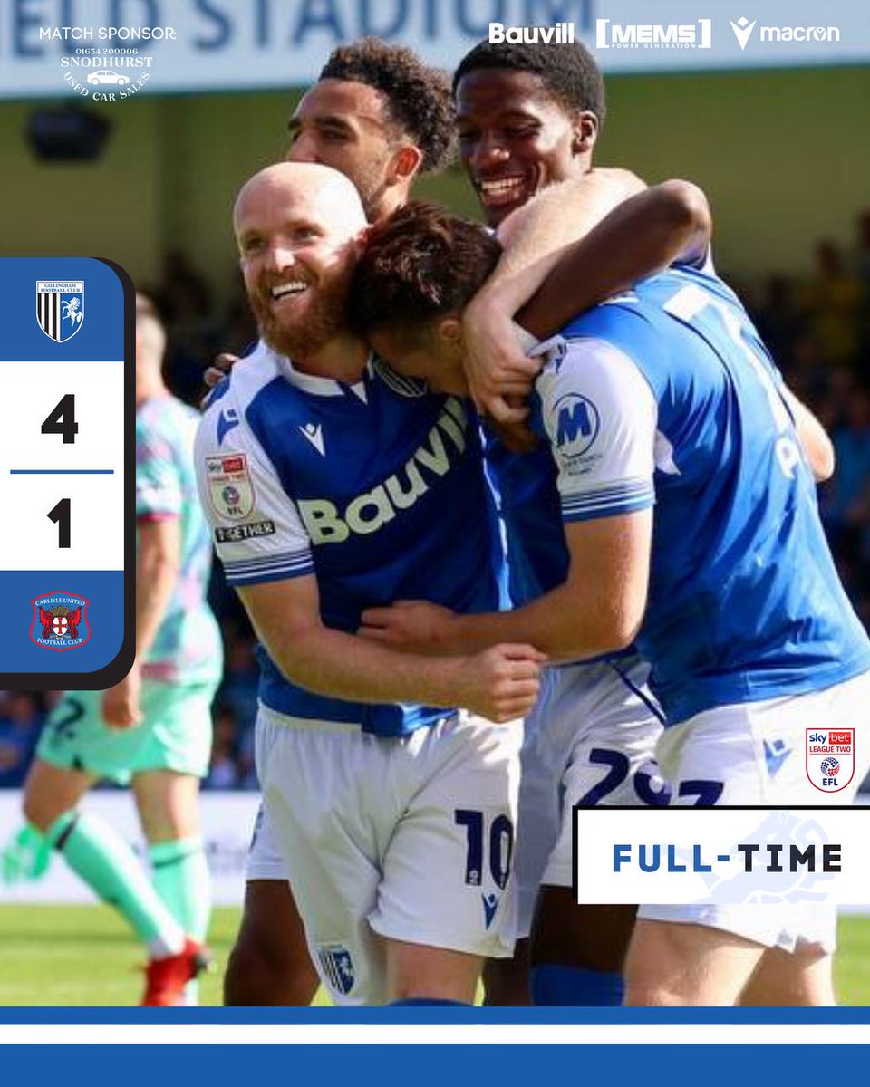TheGillsFC's tweet photo. FT: Gillingham 4-1 Carlisle United

#Gills https://t.co/Jb7YUPt3g8