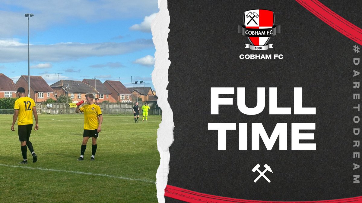 Cobham_FC's tweet photo. FULL TIME | The Hammers take their first points of the league season.

Horley Town 3 - 5 Cobham

Scorers: Simpson (2), Hayford, Osborne, Quereshi https://t.co/02biphB513