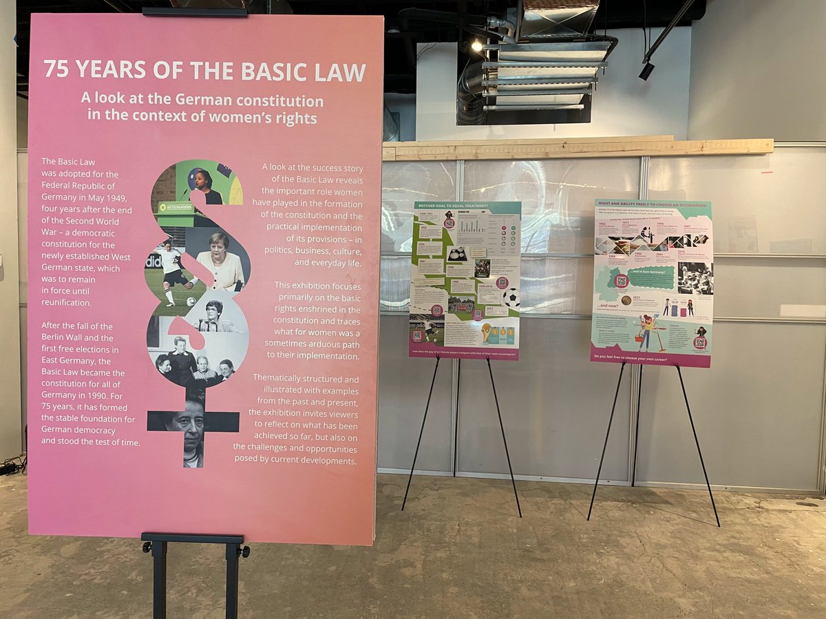 🎨✨ The gallery is open today from 10am-4pm! Don't miss our two brand new exhibits: "Power Frauen: German Women Who Dared to Dream" and "75 Years of the Basic Law: A Look at the German Constitution in the Context of Women's Rights." See you there! #ArtAndHistory #WomensRights