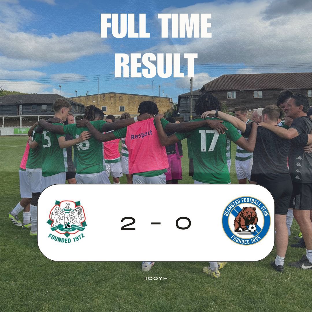 *FULL TIME*

🟢 Corinthian FC 2 - 0 Bearsted FC 🔵

⚽️ Shawn Jewett - Ricketts
⚽️ Mefose Esumobi

UTH 💚🤍