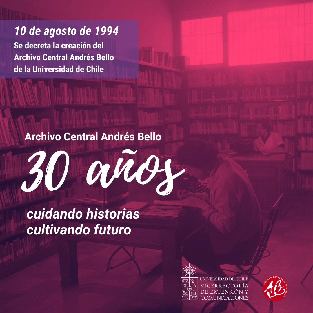30° ANIVERSARIO DEL <a href="/Archivo_Bello/">Archivo Central Andrés Bello</a> 
Cuidando historias, cultivando futuro 🗃🎆🏫

Un día como hoy, en 1994, fue creado por decreto universitario el <a href="/Archivo_Bello/">Archivo Central Andrés Bello</a> de la @vexcom_uchile, constituyéndonse como el principal núcleo patrimonial de la <a href="/uchile/">Universidad de Chile</a> ⚡️

uchile.cl/u219243
