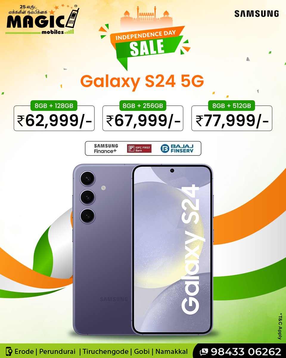 mobiles_magic's tweet photo. 🤩🤩Independence Day Exclusive Offers at MAGIC MOBILES🤩🤩

💥✨Exclusive deal for a limited time only💥✨
✨Offer Ends Soon, Don't Miss Out!!!✨
Call Now : 98433 06262
#Samsung #MagicMobiles #SamsungCare #LimitedOffer #IndependenceDaySale #BestDeal #Redmi #Vivo #SmartTv #Mobiles https://t.co/eEMPzVlknG