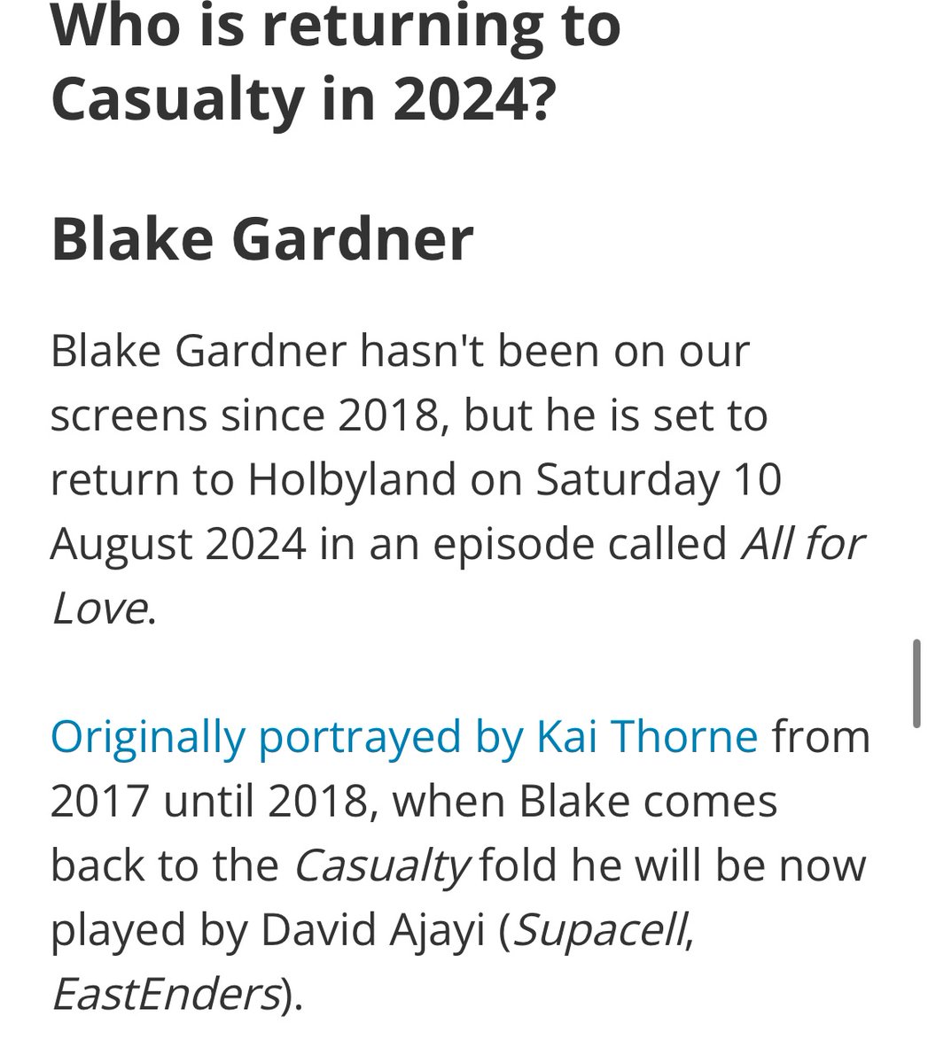 davidajayi_'s tweet image. REINTRODUCING BLAKE GARDNER 🥹🎥

Excited to start my new journey as a semi regular on @BBCCasualty tonight at 8:10 pm on @BBCTwo 

Thanking God for every open door 🥹💚🙏🏽

#bbccasualty #bbc #actor #tv