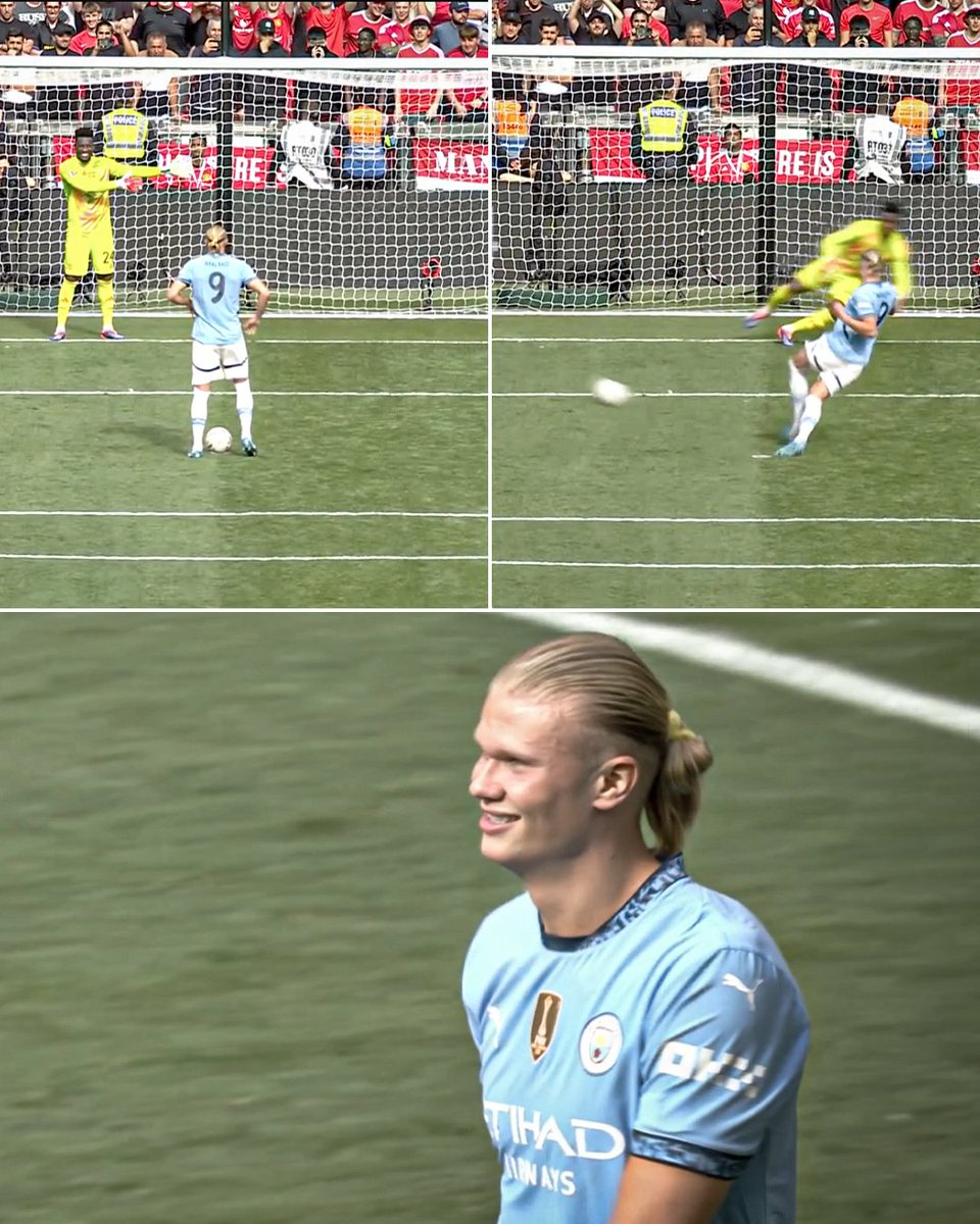 Haaland laughing at Onana after he left one side of the goal open for him 😂