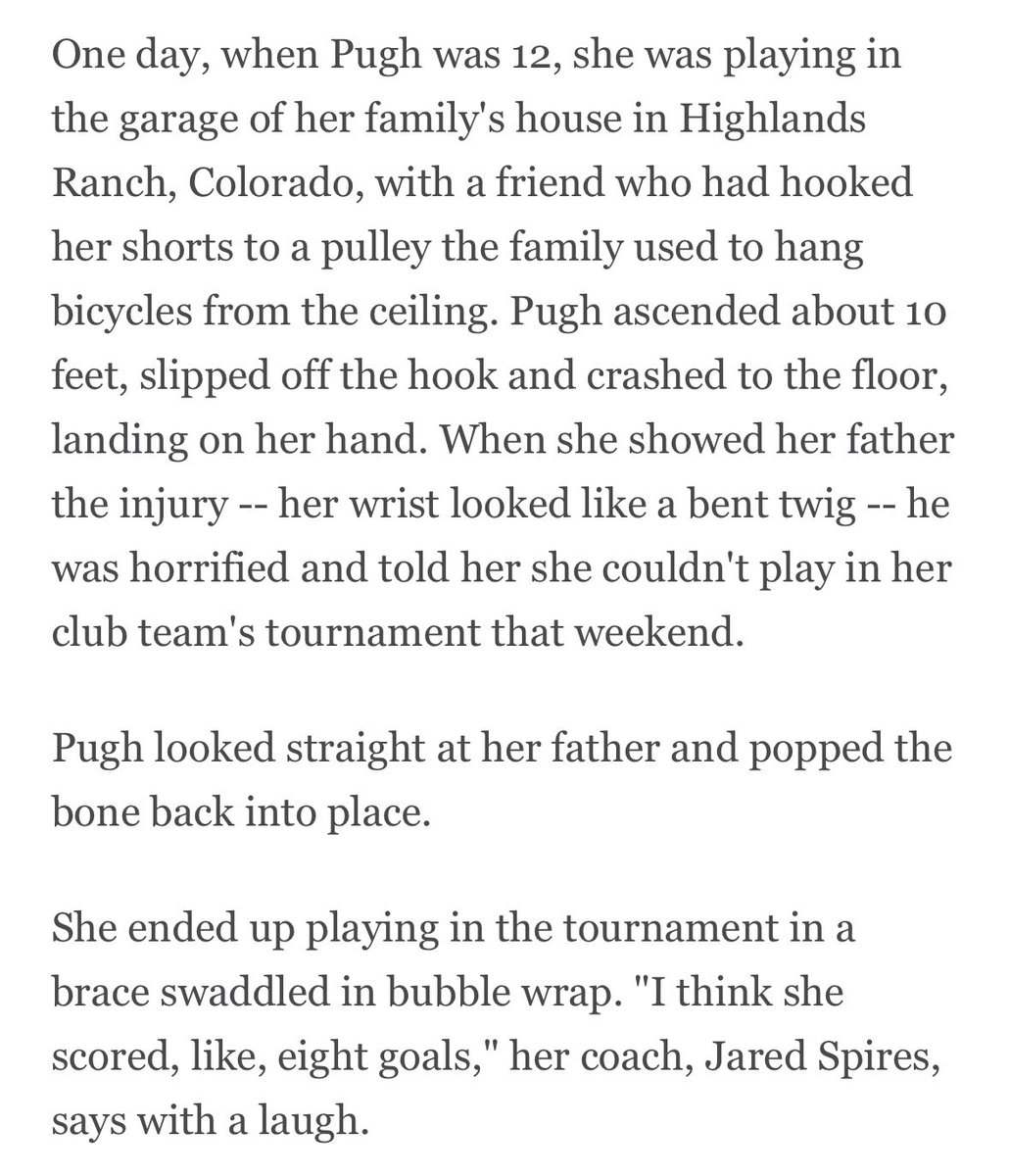 Sorry to do the “hey I wrote a long form about a person” thing but I did a story on Mal Swanson (then Pugh) 5 years ago and every time she shines I think of this

 espn.com/soccer/story/_…