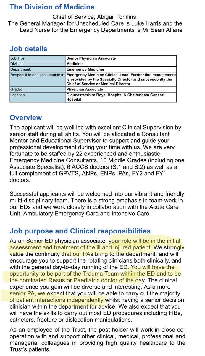 medicalmodelbri's tweet image. This is one of the worst PA job adverts that I’ve come across @gloshospitals 
🚨Work independently in EM
🚨Being the nominated RESUS or PAEDIATRIC DOCTOR FOR THE DAY 

@RCPCHtweets @RCPhysicians @RCEMpresident @KatherineRCEM @parthaskar @LittlePersonDoc jobs.nhs.uk/candidate/joba…