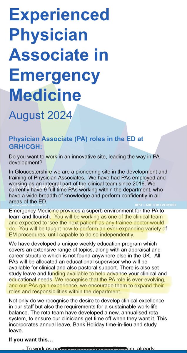 medicalmodelbri's tweet image. This is one of the worst PA job adverts that I’ve come across @gloshospitals 
🚨Work independently in EM
🚨Being the nominated RESUS or PAEDIATRIC DOCTOR FOR THE DAY 

@RCPCHtweets @RCPhysicians @RCEMpresident @KatherineRCEM @parthaskar @LittlePersonDoc jobs.nhs.uk/candidate/joba…