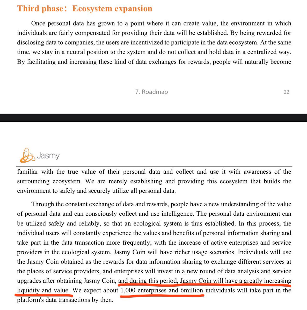 IcyAmphibian's tweet photo. The Second Phase of $JASMY that @HARA_JasmyCFO mentions is described in the Whitepaper. 
Once we hit Phase 3, the price should rocket even higher (check 4th image).
I believe we will be in Phase 3, entering Phase 4 in 2026.
💎 🤚 🇯🇵 🍊 💊 🧡😉 https://t.co/QwXf5v96uN