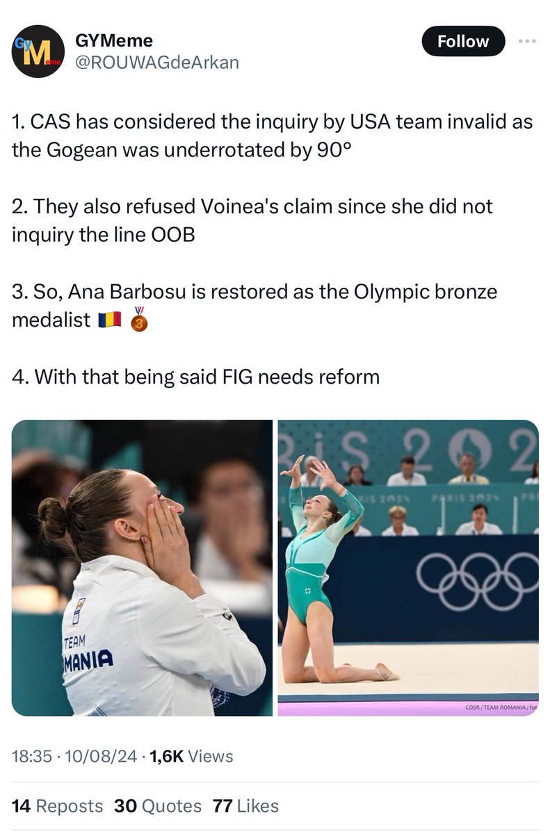 F1REAKS's tweet photo. the only thing that is true about this situation is that FIG failed all three gymnasts and they failed to do their job properly. this is so shameful. #Paris2024 #ArtisticGymnastics https://t.co/lMjUjI68UI