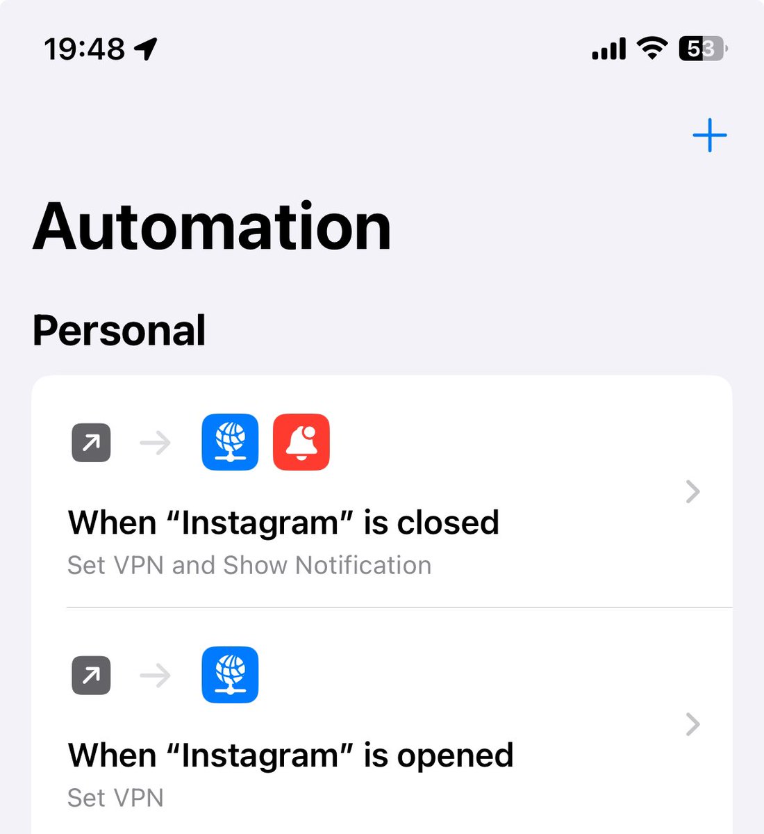 Tam iPhone’da Automation ayarlamıştım.
Instagram’a girince otomatik VPN açılıp kapanıyordu. Bunu yapmamı mı beklediniz?