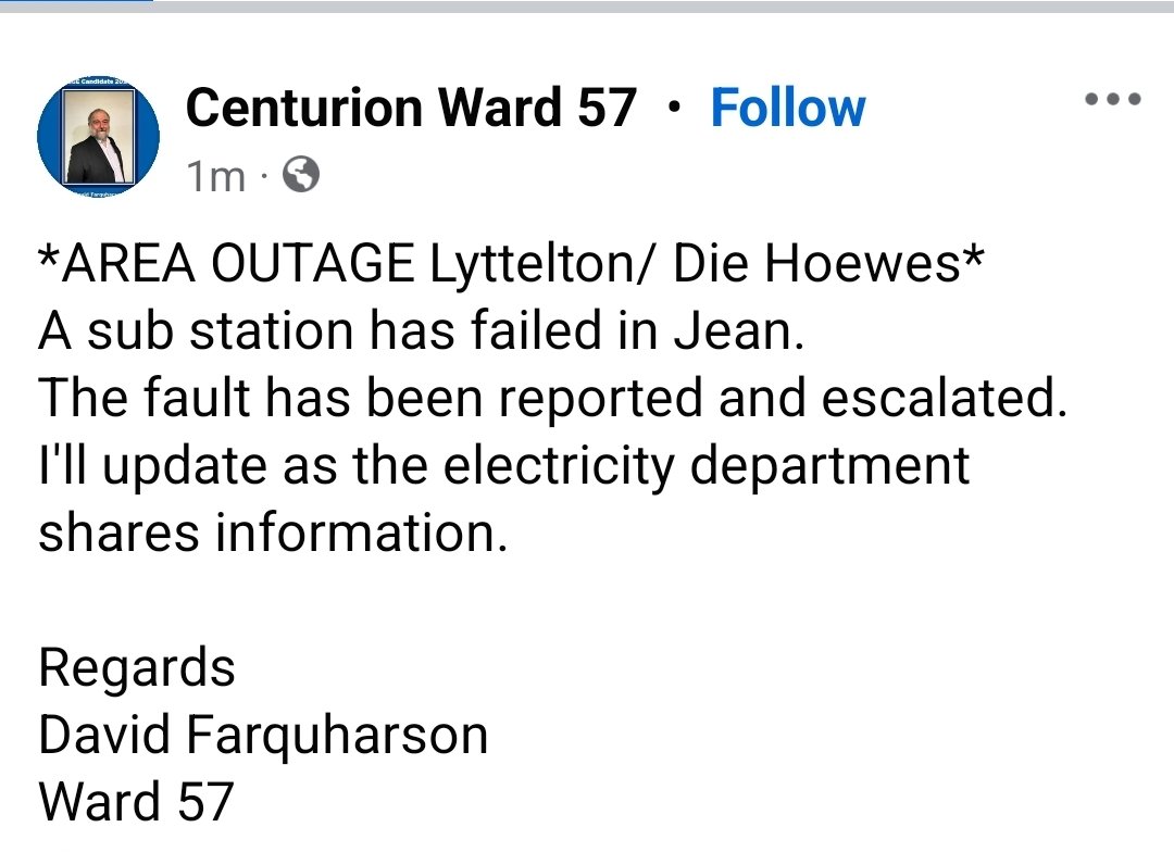 Donsie_'s tweet photo. @Simply_MissChi @CityTshwane Update on power outage https://t.co/a72ghrsg17