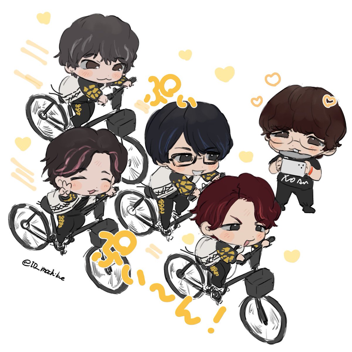 チャリでやってきた4人たちを、にこにこしてカメラ向けるくわpさん、休日のパパみたいで心があったまった…