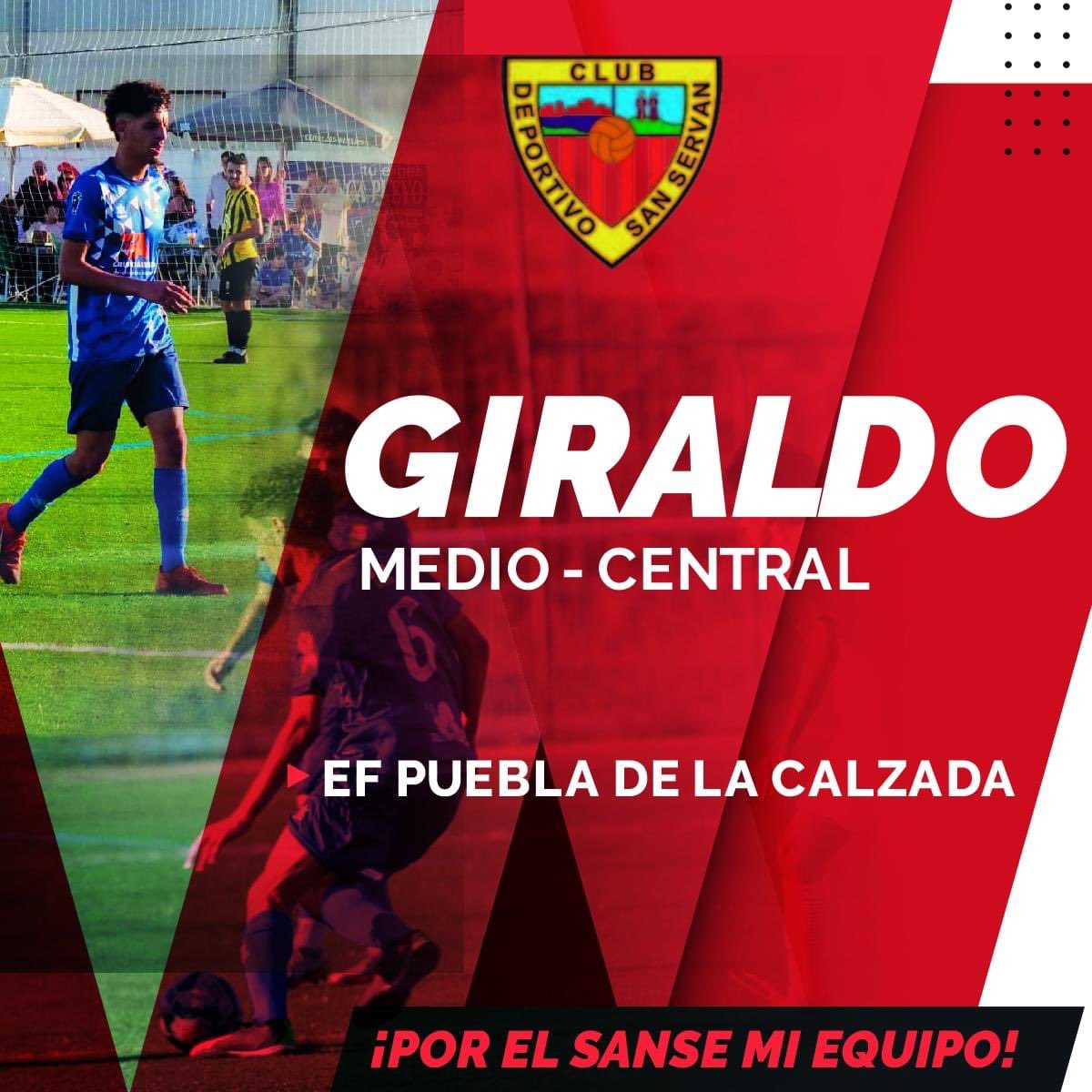 CDSanServan's tweet photo. 🔴 FICHAJE ⚪

Hoy anunciamos el fichaje de GIRALDO, procedente de la EF Puebla de la Calzada con el que consiguió el ascenso Tercera Federación.

⚽Giraldo es un jugador polivalente con gran manejo del balón, buena visión de juego y un gran recuperador de balones. https://t.co/5sLNMOEu4s