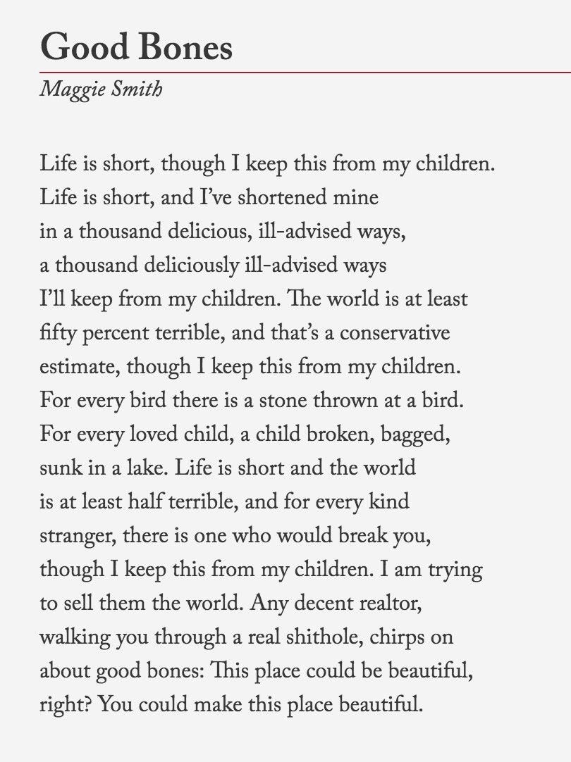 Oh, <a href="/maggiesmithpoet/">Maggie Smith</a>: