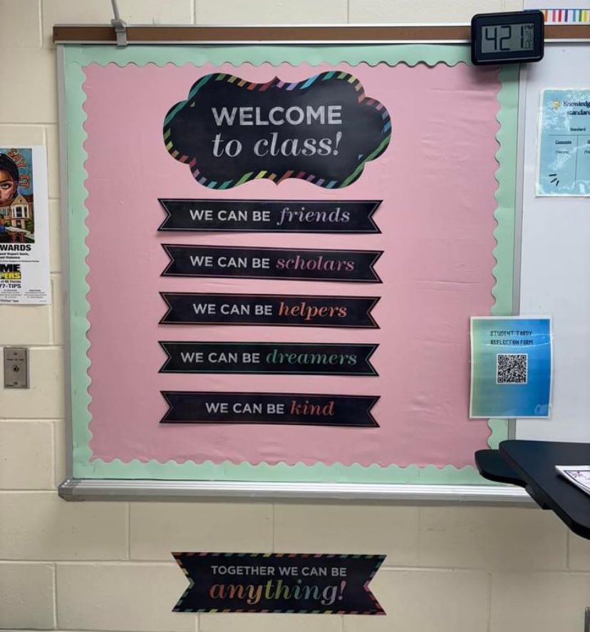 Teachers preparing to welcome our students on Monday morning.  Tour of Heritage’s classrooms, part 1
