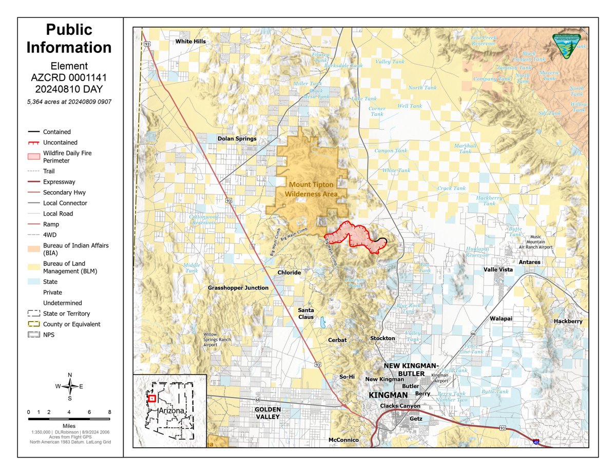 BLMAZFire's tweet image. CRD-#ElementFire Update
Acreage: 5,364; Containment: 5%
Info #: (928) 362-0549
The Element Fire had minimal movement overnight. Vock Canyon changed from “Set” to “Ready” status. Containment efforts continue around the fire perimeter.  #AZFire
More info: inciweb.wildfire.gov/incident-infor…