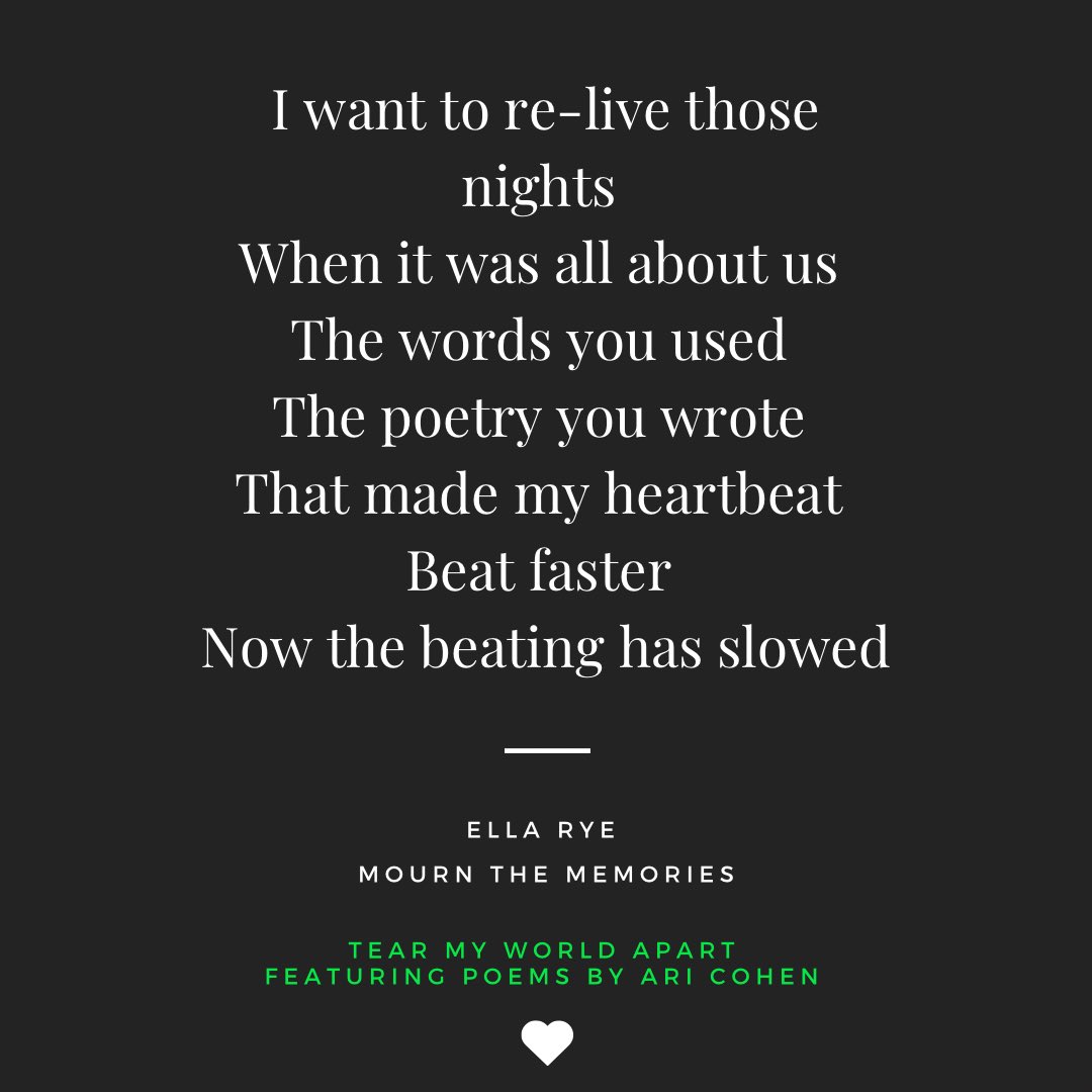 Tear My World Apart releasing in September. Will also feature poems from Ari Cohen 💚 #poem #poetry #PoetryIsLife