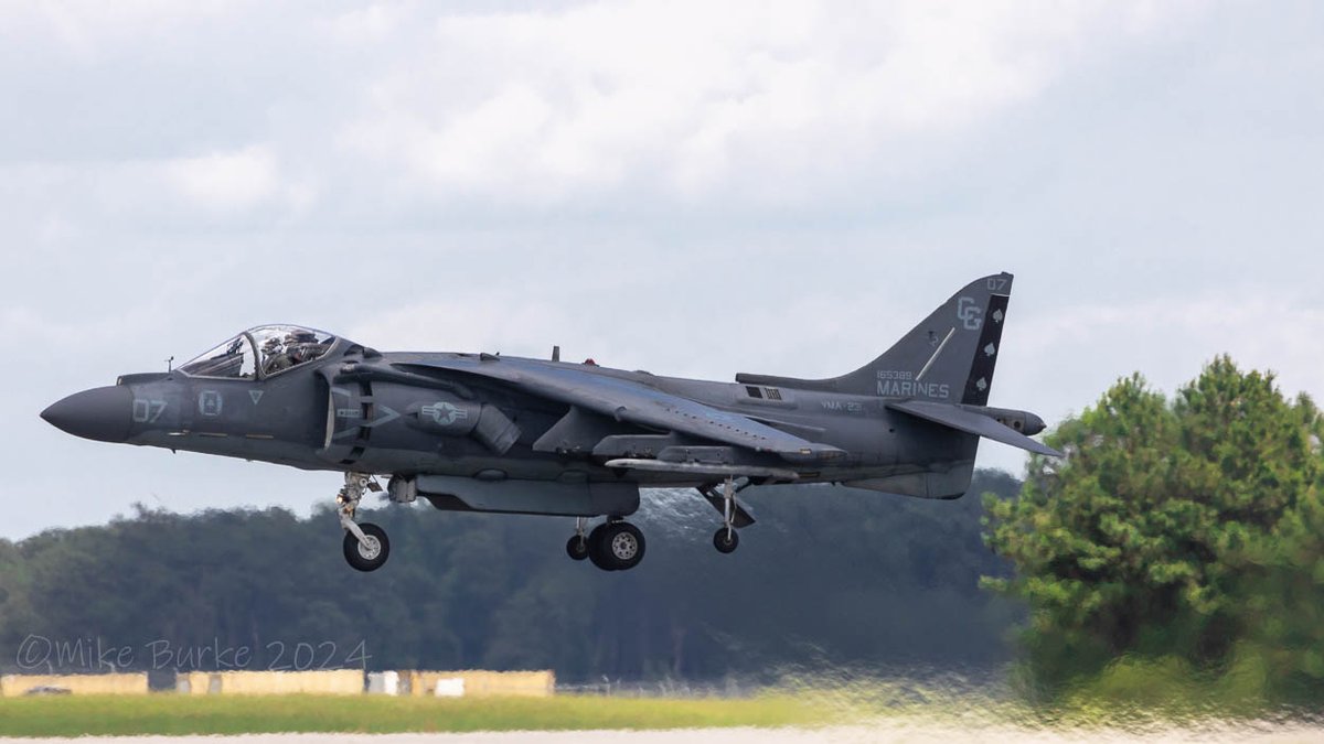 May12,2024. USMC Av8B Harrier 165389. Departing from the active at MCAS Cherry Point N.C. to perform at the Cherry Point Airshow.