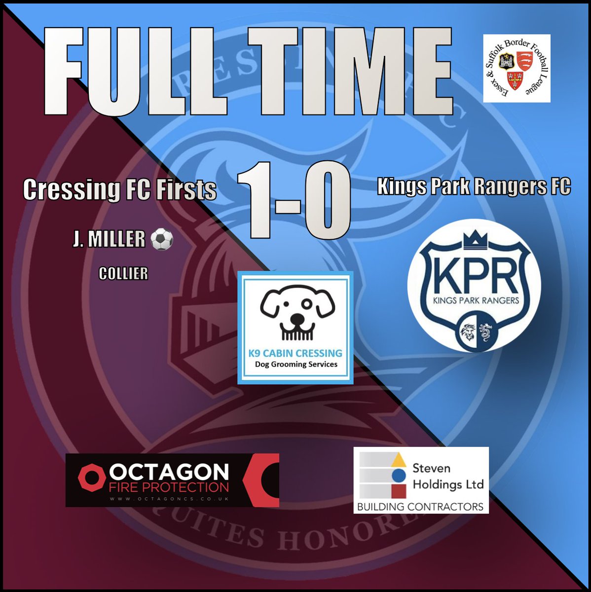 CressingFC's tweet photo. 🟢Today’s Result! – Cressing Firsts

A clever performance to start the season off with a win! We went in with a gameplan, managed the game from start to finish and we look ahead for the coming season in the prem division.

#CressingFC
#K9CabinCressing
#UTC https://t.co/jvhbieTa7r