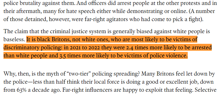 cremieuxrecueil's tweet photo. The Economist claimed that Britain's policing was not "two-tiered" against Whites, but more realistically, against Blacks.

This inference is based on population norming.

If we norm by homicide perpetration instead, we see that Blacks in the U.K. are relatively underpoliced. https://t.co/GqwhMkItOO