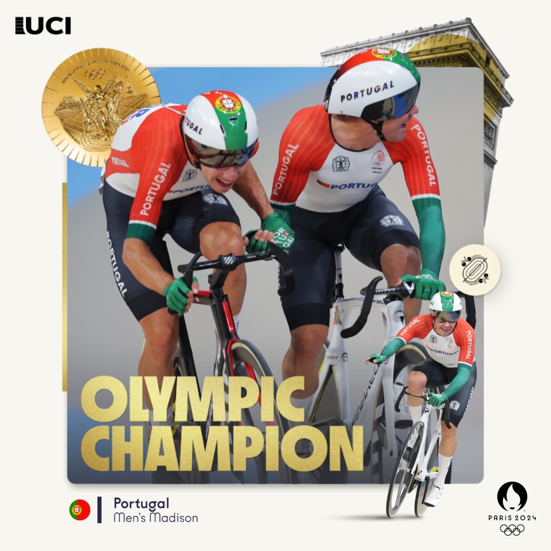 𝑰𝒏 𝒅𝒊𝒔𝒃𝒆𝒍𝒊𝒆𝒇 🤯

Iúri Leitão and Rui Oliveira have secured Portugal's 🇵🇹 first-ever cycling gold 🥇 by winning the Men’s Madison Olympic title at #Paris2024! 👏

#CyclingTrack #Olympics