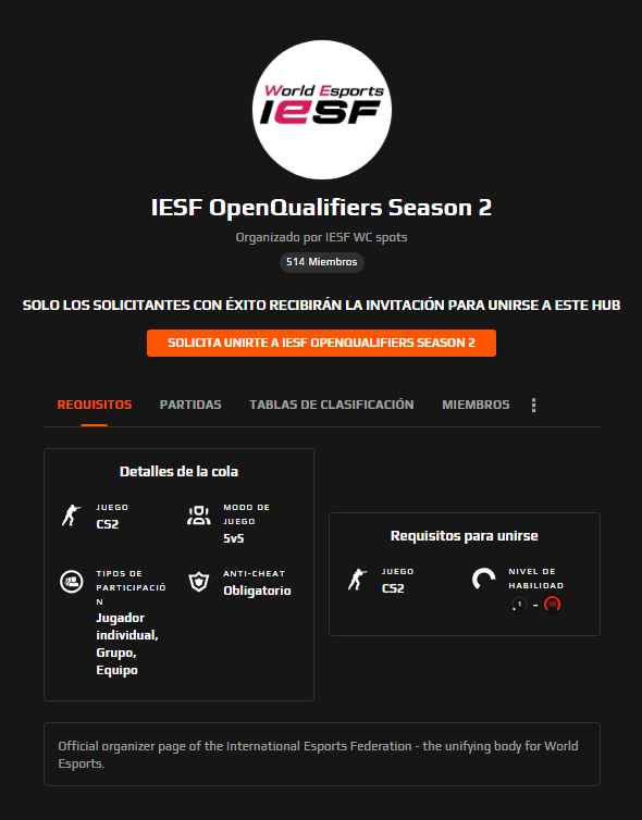 NaOwCSGO's tweet photo. .@FACEIT_Darwin some people have created a hub pretending to be the IESFWC, taking advantage of the World Cup to run scams. In the rules, they are putting a link that takes you to a page similar to FACEIT where they ask you to enter your data. https://t.co/Yno1G0oKpt