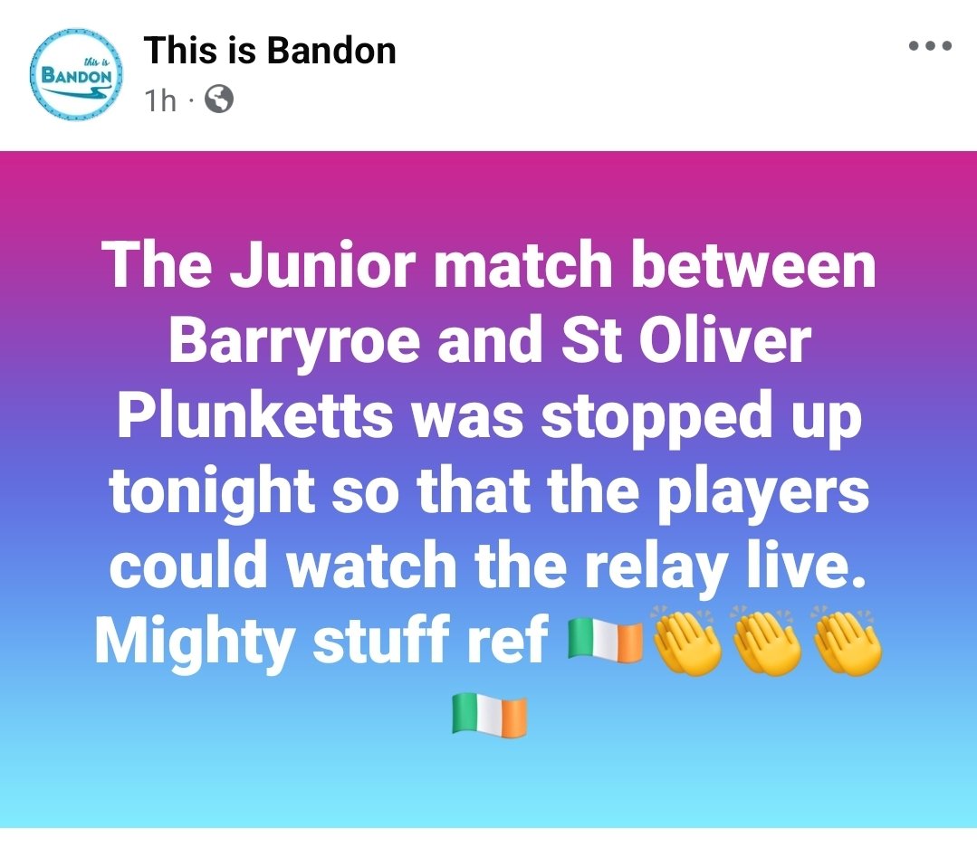 The Phil Healy Effect!
A local junior football league game was stopped to watch the Olympic relay final! Brilliant!