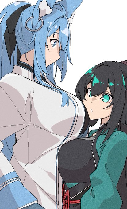 ぬのごしさん(@ ookaka77 )にうちよそ乳合わせを描いていただいたので....。
ナナさんと比べると背丈の差があるので乳合わせより鏡餅な乳合わせになっててて最高です.... 