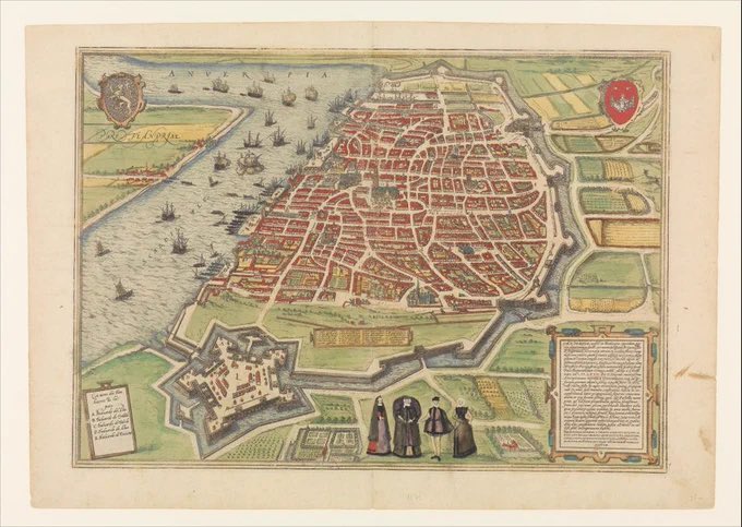 jdmccafferty's tweet photo. View of #Antwerp from Braun and Hogenberg's Civitates Orbis Terrarum 1572–94  Designed by Joris Hoefnagel   (Met Museum) https://t.co/tDjoIPJJWv