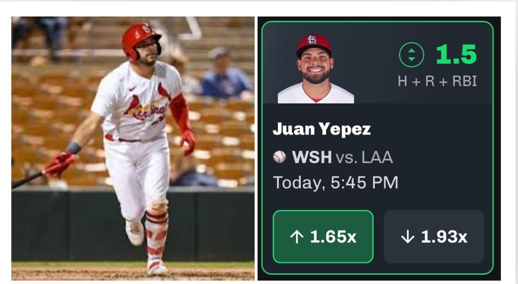 jkwok762's tweet photo. Play Number 2!

Juan Yepez Over 1.5 HRR | #Natitude

Yepez has been really HOT lately, and has exceeded this line in 6/10 games. 

Today he faces the Angels, and has hit this line in one game against them with 2 HRR. He faces Griffin Canning today, a pretty mediocre pitcher who may not even pitch 6 innings, giving Yepez more time against the relievers today, for a better chance of clearing this. 

He is projected to bat 3rd today behind Alex Call and Luis Garcia, some great hitters who have a good chance of getting on base so he can bat them in. 

Trust Yepez today! He will NOT disappoint!

Like if you’re riding! ❤️ 

My next play is coming soon! 👀 ⤵️

Turn those notifications on so you don’t miss out! 📣 

📊Charts courtesy of @propsdotcash in the comments⬇️📊

#gamblingx #gamblingtwitter #MLB #Natitude