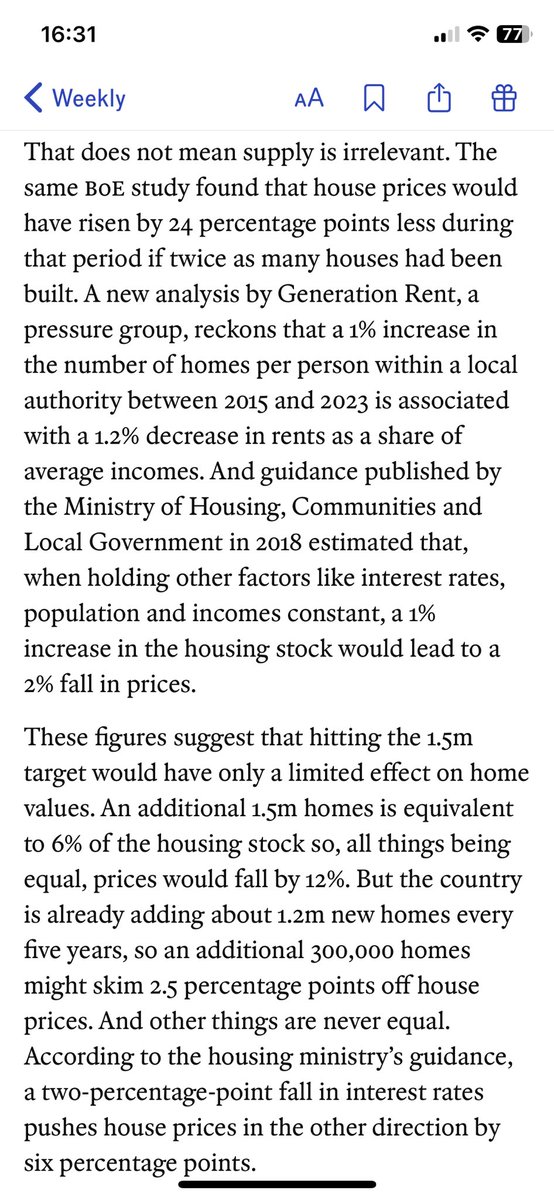 Ian Mulheirn (@ianmulheirn) on Twitter photo Good solid evidence-based piece in <a href="/TheEconomist/">The Economist</a> on what we can expect to happen to house prices and rents at different rates of supply. One to ✂️ out and keep Good solid evidence-based piece in <a href="/TheEconomist/">The Economist</a> on what we can expect to happen to house prices and rents at different rates of supply. One to ✂️ out and keep